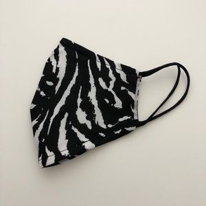 NWOT face mask cotton zebra print black white